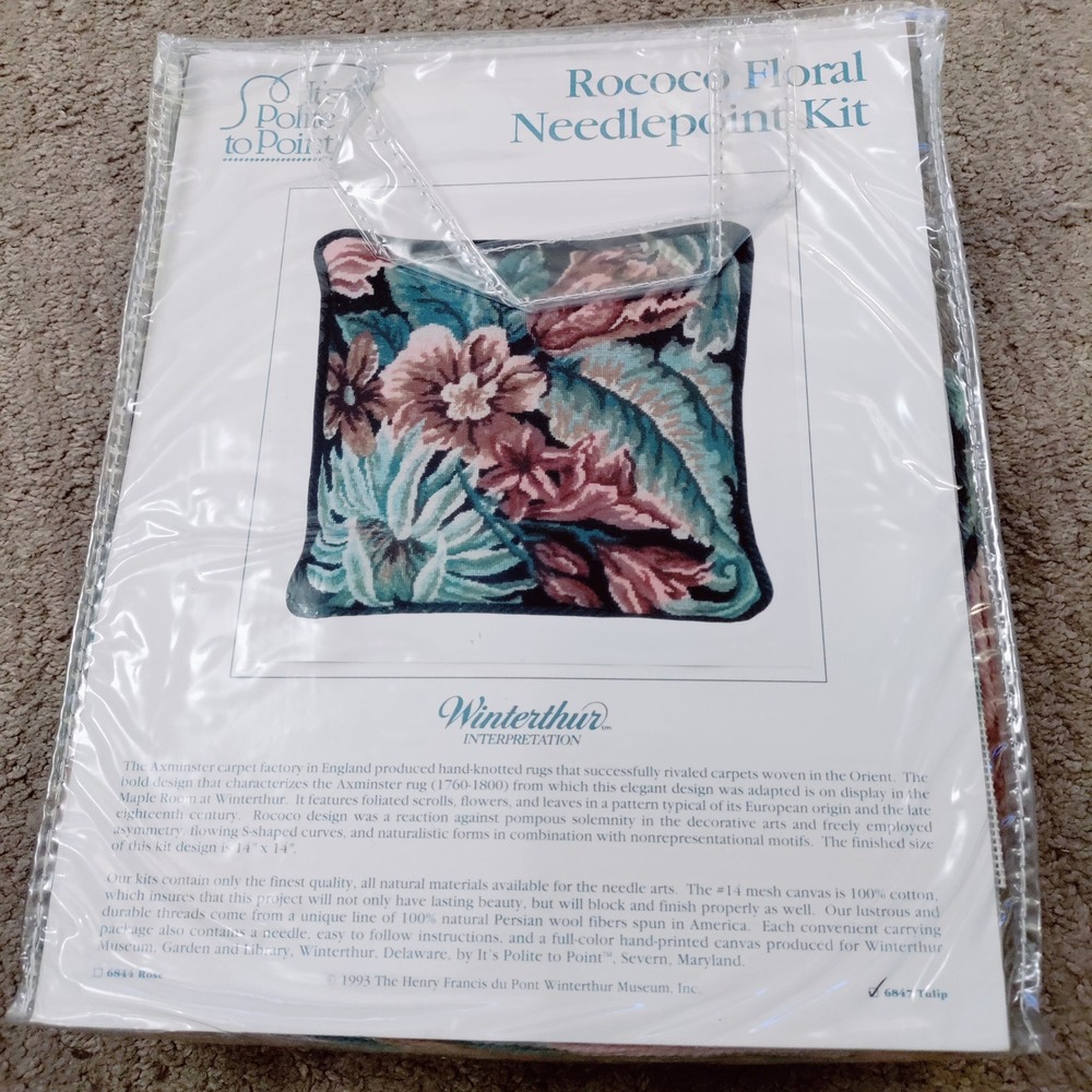 Winterthur It's Polite to Point Rococo Floral Needlepoint Kit 6847 Tulip 1993